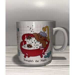 Russ Berrie & Co Tonight's the Night Bear in Bath Tub Coffee Cup Mug 3.5" Tall